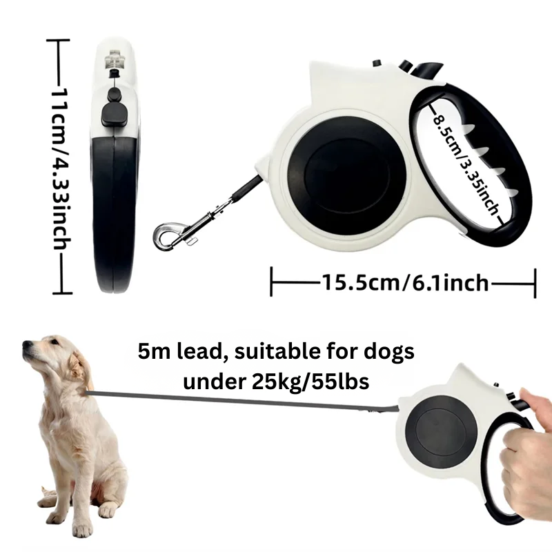 Night time Illuminated Retractable Dog Leash 5m