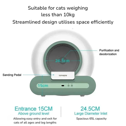 Tonepie Ti+ Smart Automatic Cat Litter Box – Self-Cleaning with App Control & Ionic Deodoriser