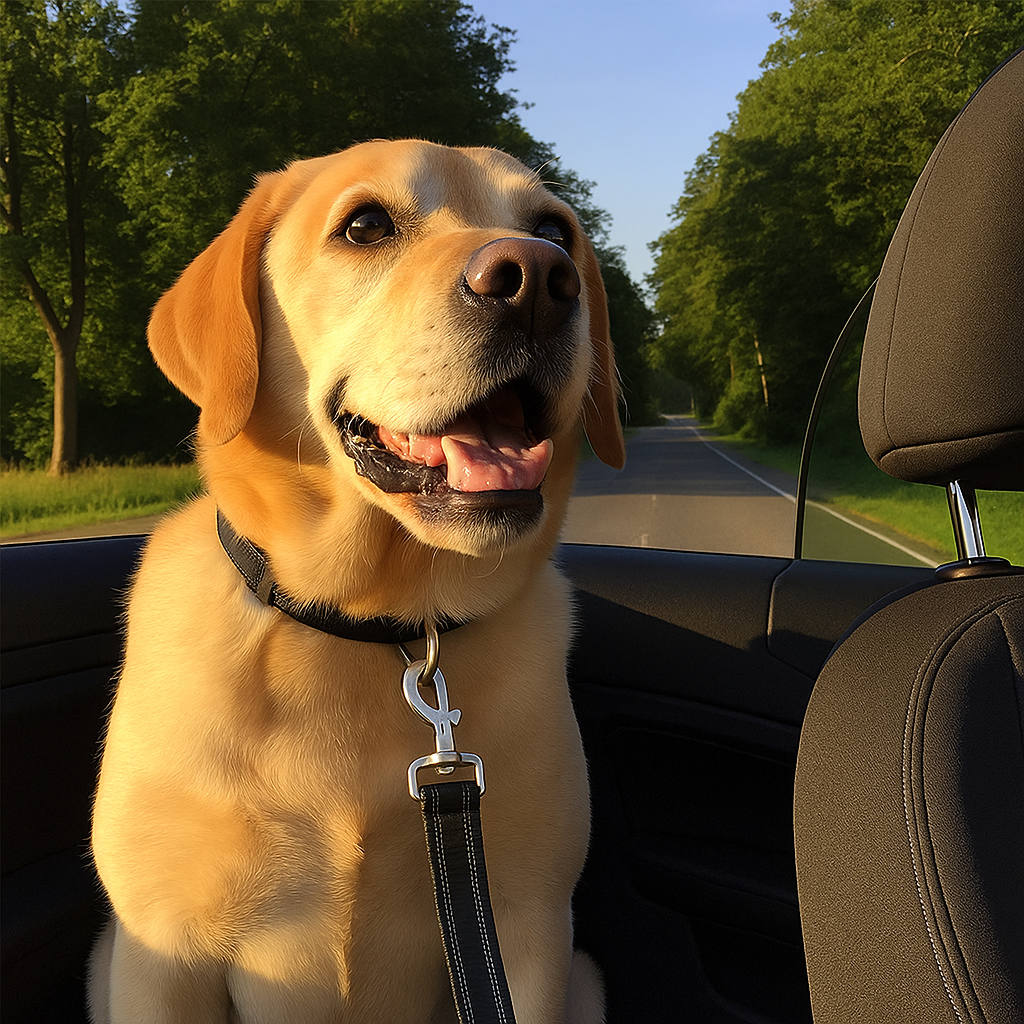 Adjustable Reflective Dog Car Seat Belt Harness – Shock Absorbing, Tangle-Free Safety Lead for Car Travel