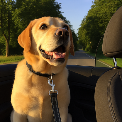 Adjustable Reflective Dog Car Seat Belt Harness – Shock Absorbing, Tangle-Free Safety Lead for Car Travel