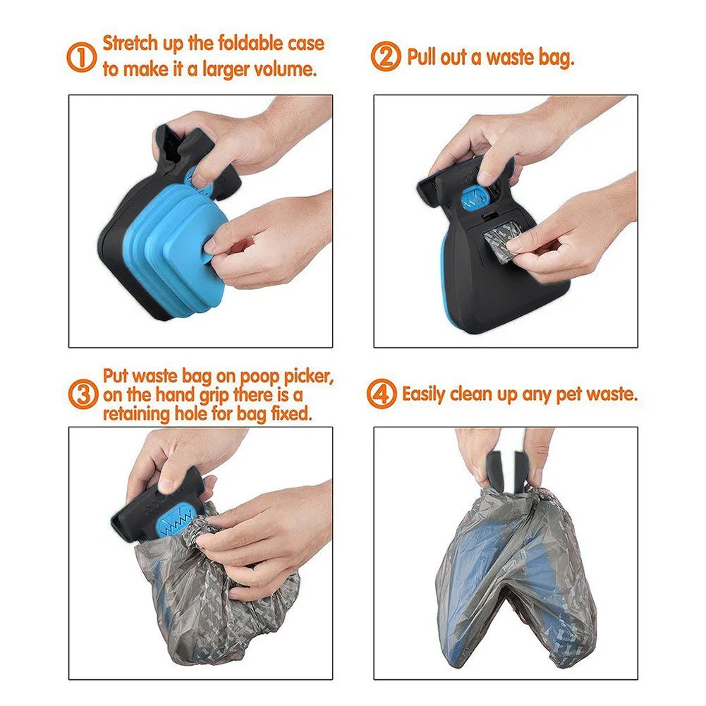 Foldable Dog Pooper Scooper with Decomposable Bags – Portable Pet Waste Cleaner