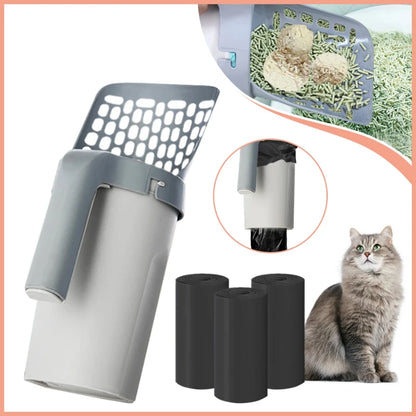 Self-Cleaning Cat Litter Scoop with Refill Bags – 2-in-1 Holder & Waste Picker