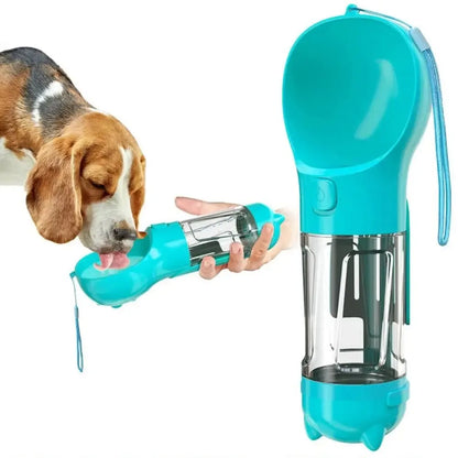 3-in-1 Pet Water & Food Dispenser with Poop Bag Holder and Shovel