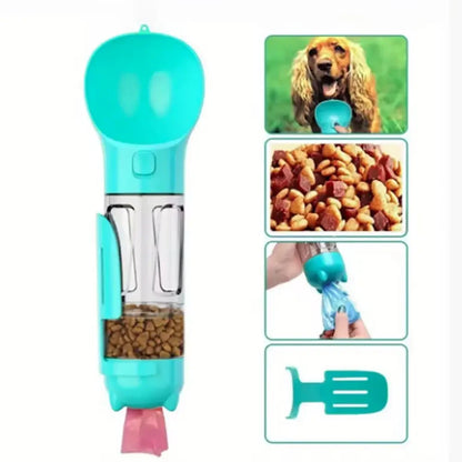 3-in-1 Pet Water & Food Dispenser with Poop Bag Holder and Shovel