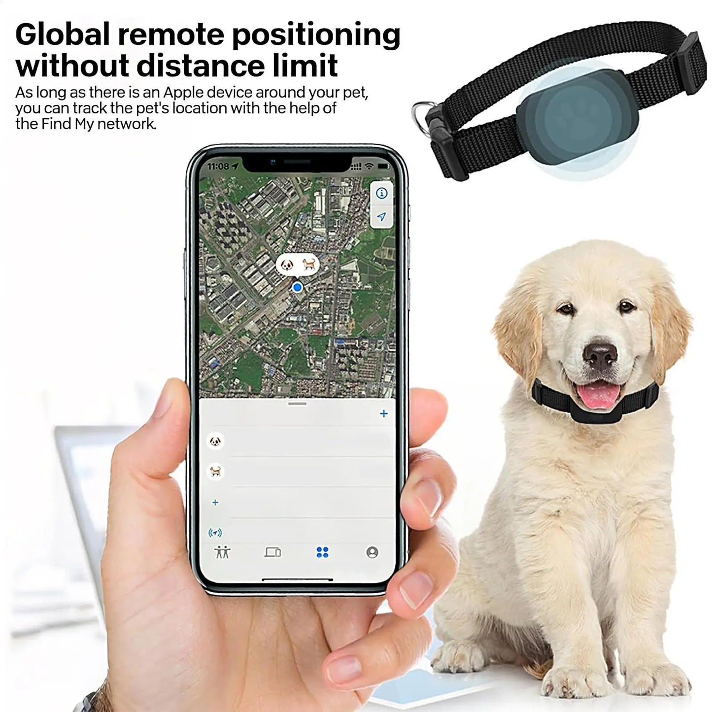 Smart GPS Pet Tracker Collar – Adjustable, Waterproof & iOS Compatible