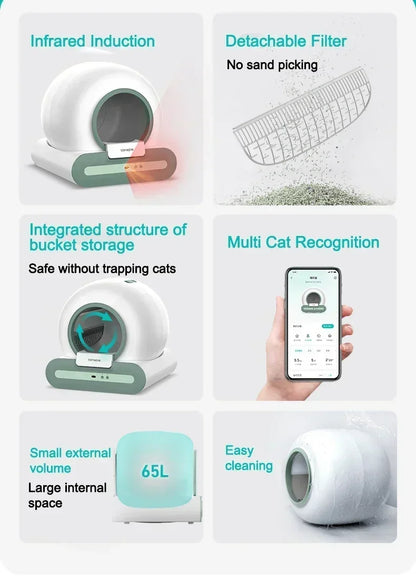 Tonepie Ti+ Smart Automatic Cat Litter Box – Self-Cleaning with App Control & Ionic Deodoriser