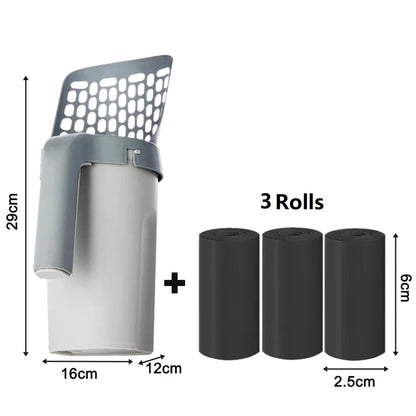 Self-Cleaning Cat Litter Scoop with Refill Bags – 2-in-1 Holder & Waste Picker