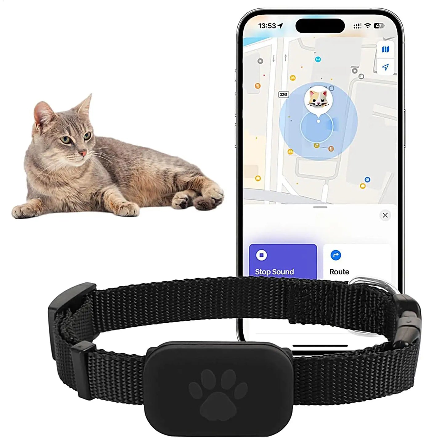 Smart GPS Pet Tracker Collar – Adjustable, Waterproof & iOS Compatible