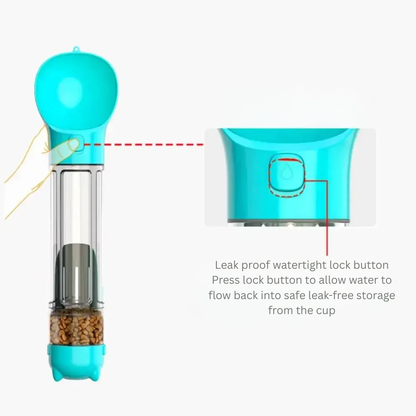 3-in-1 Pet Water & Food Dispenser with Poop Bag Holder and Shovel