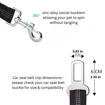 Adjustable Reflective Dog Car Seat Belt Harness – Shock Absorbing, Tangle-Free Safety Lead for Car Travel