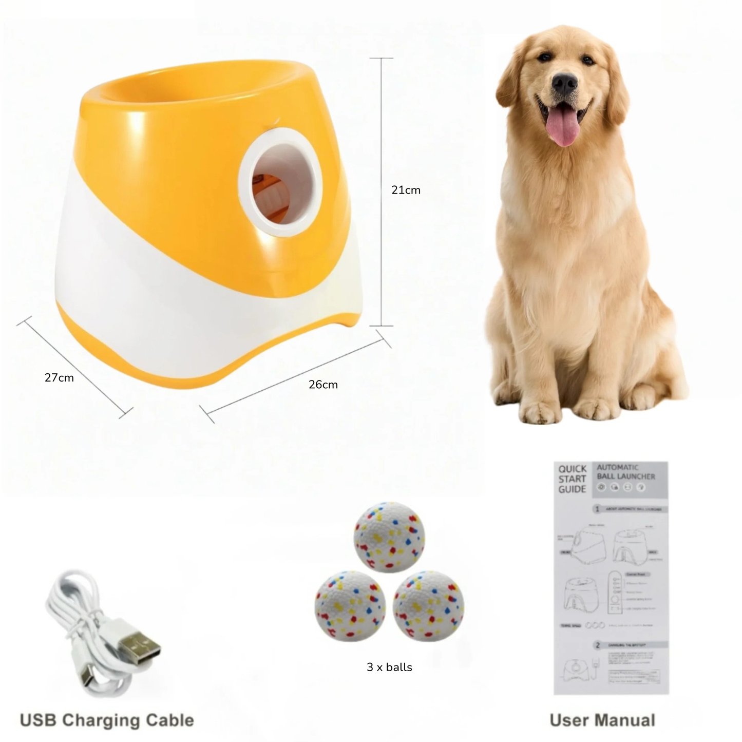 Automatic Dog Ball Launcher – Rechargeable Fetch Toy